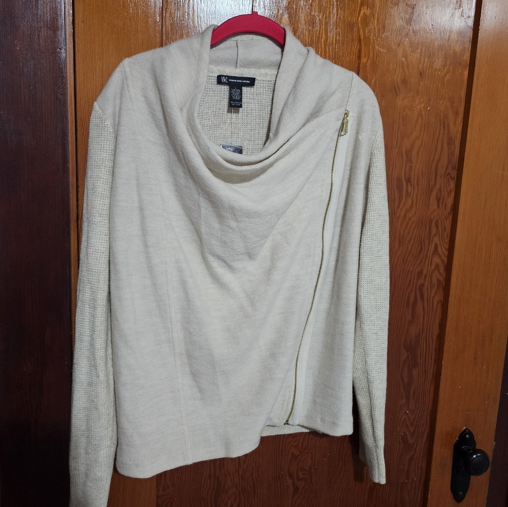 NWT Inc International Concepts wool drape neck zippered sweater